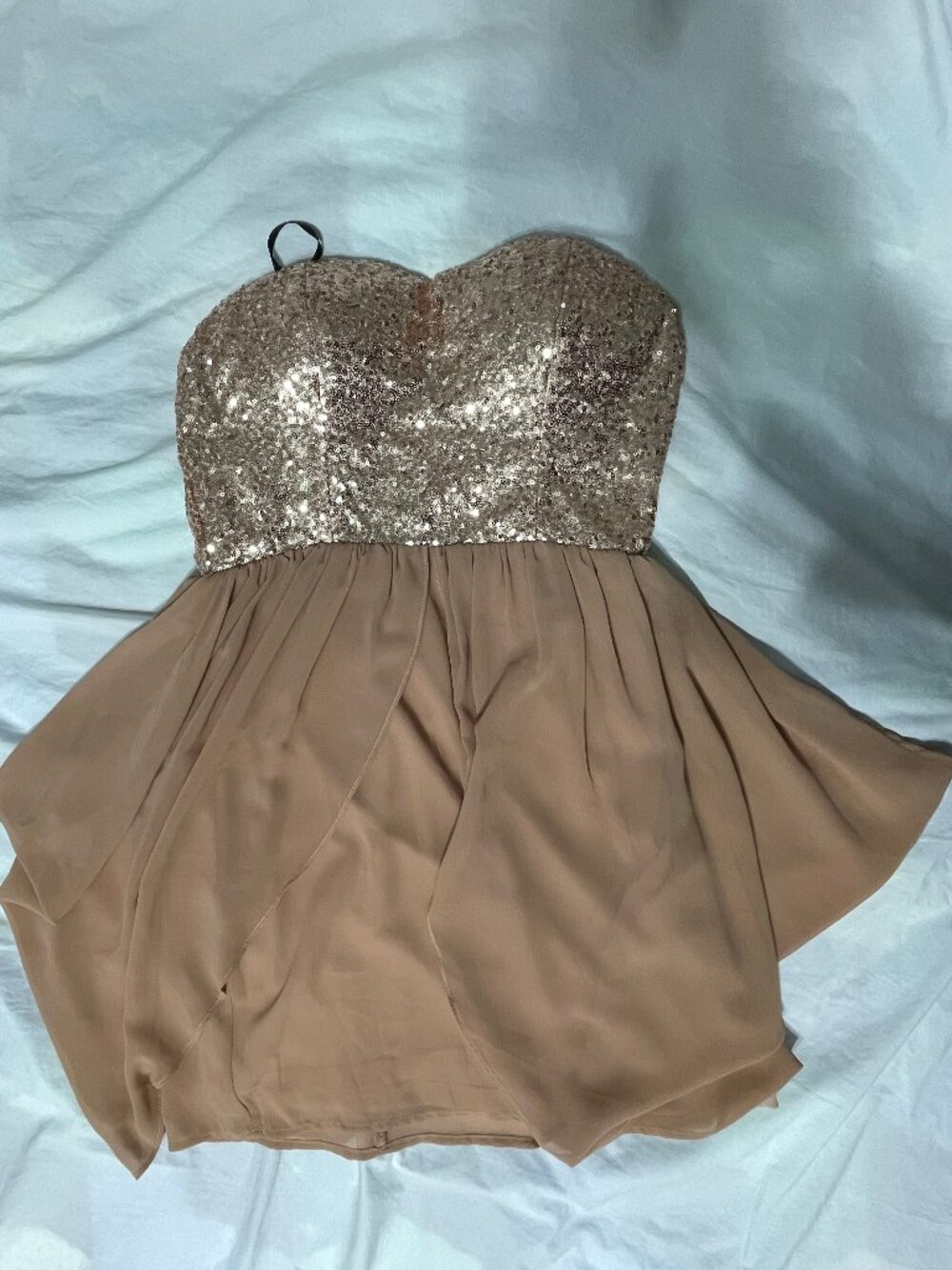 NWD Womens Sz M Zinga Strapless Party Mini Dress Sequin Bodice Chiffon Skirt